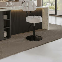 Modern Design Adjustable Pedestal Chair with Backrest 360-Degree Swivel Adjustable Upholstered Stool Padded Cushion Indoor Seating Stable Base for Bar Owners, Homeowners, Adults, Kitchen Island, Counter, Coffee Shop, Casual Eatery