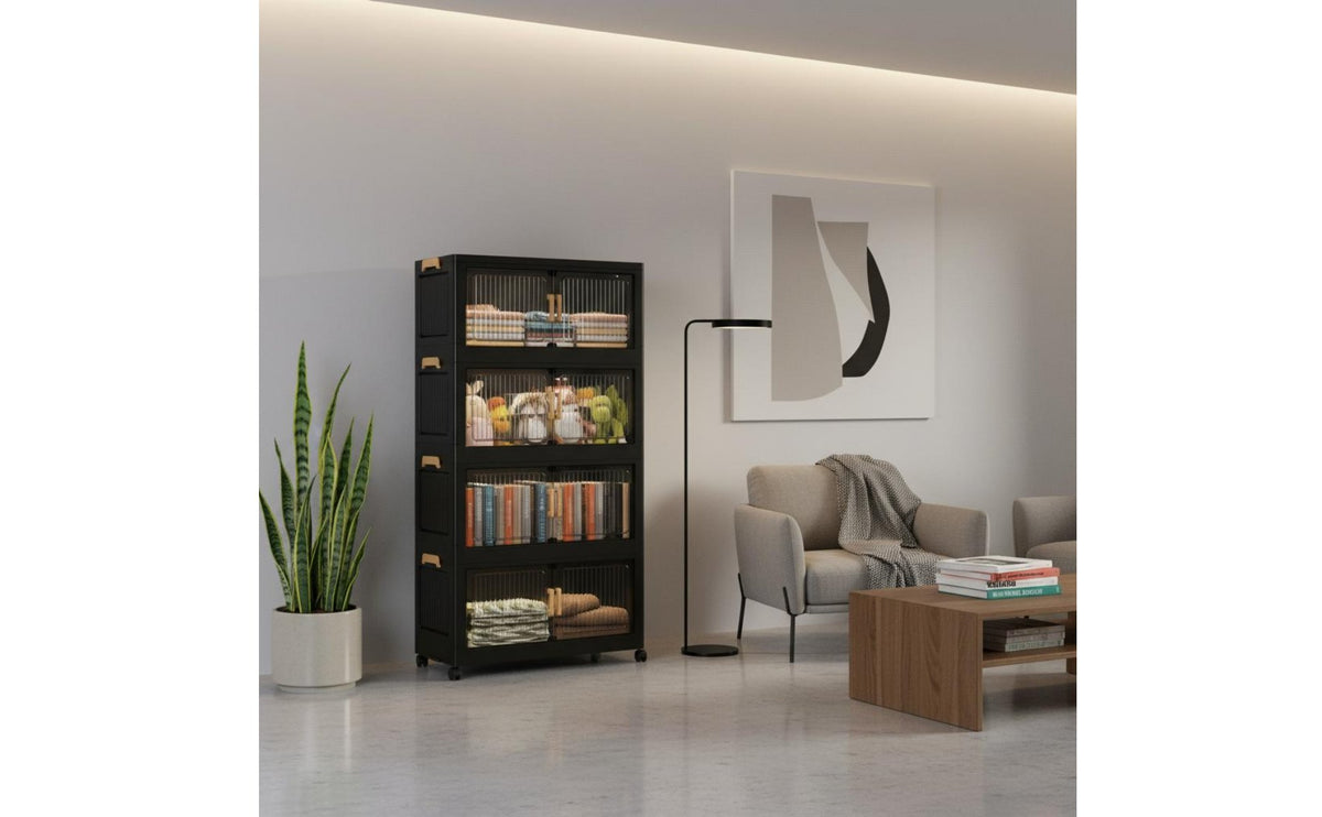 Foldable Storage Cabinet Installation-No-Installation Plastic Toy Storage Chest Foldable Plastic Storage Unit Space-Saving