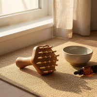Brass Massage Scraper 24 Metal Teeth Wooden Massage Brush Cellulite Brush Scraping Use Exfoliating