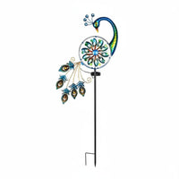 Waterproof Solar Peacock Wind Twirler Weather Resistant Peacock Garden Stake Lamp Decorative LED Solar Yard Twirler Light Easy to Install for Lawn