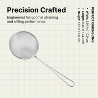 Stainless Steel Fine Mesh Sieve, Double Mesh Skimmer for Draining, Kitchen Sieve and Strainer with Heat Resistant Handle, Food Strainer for Cooking