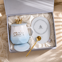 Ceramic Couple Coffee Mug Gift Set with Heart Design, 400ml