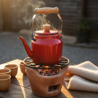 Enamel Tea Kettle Multi-Cooktop Compatible Enamel Water Kettle Japanese Design Teapot Flat Bottom Vintage Teapot Long-Lasting