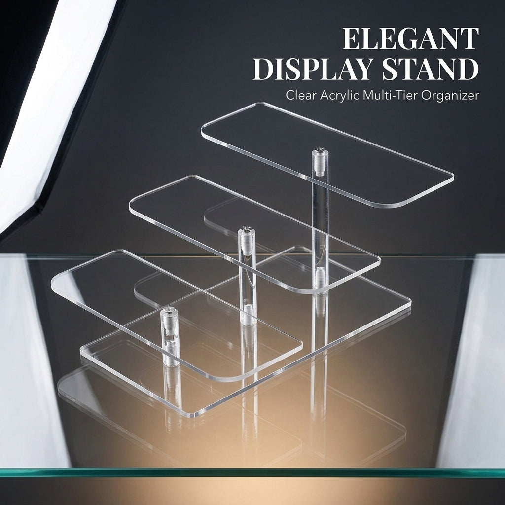 Sunglasses Organiser, Clear Acrylic Transparent 3-Tier Stand, Home Storage and Retail Display, Multi