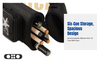 Pool Cue Tube, 6-Hole Large Capacity, Cue Bag, PU, Fastener, Adjustable Shoulder, Multi-Color, Ninesphere, Snooker