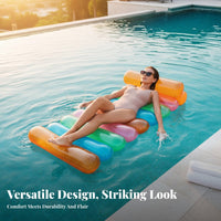 Thickened Material Inflatable Water Lounger Ing Bed Easy to Inflate Water Lounger Ing Lounge Chair Spacious for Adults, Teens, Vacation