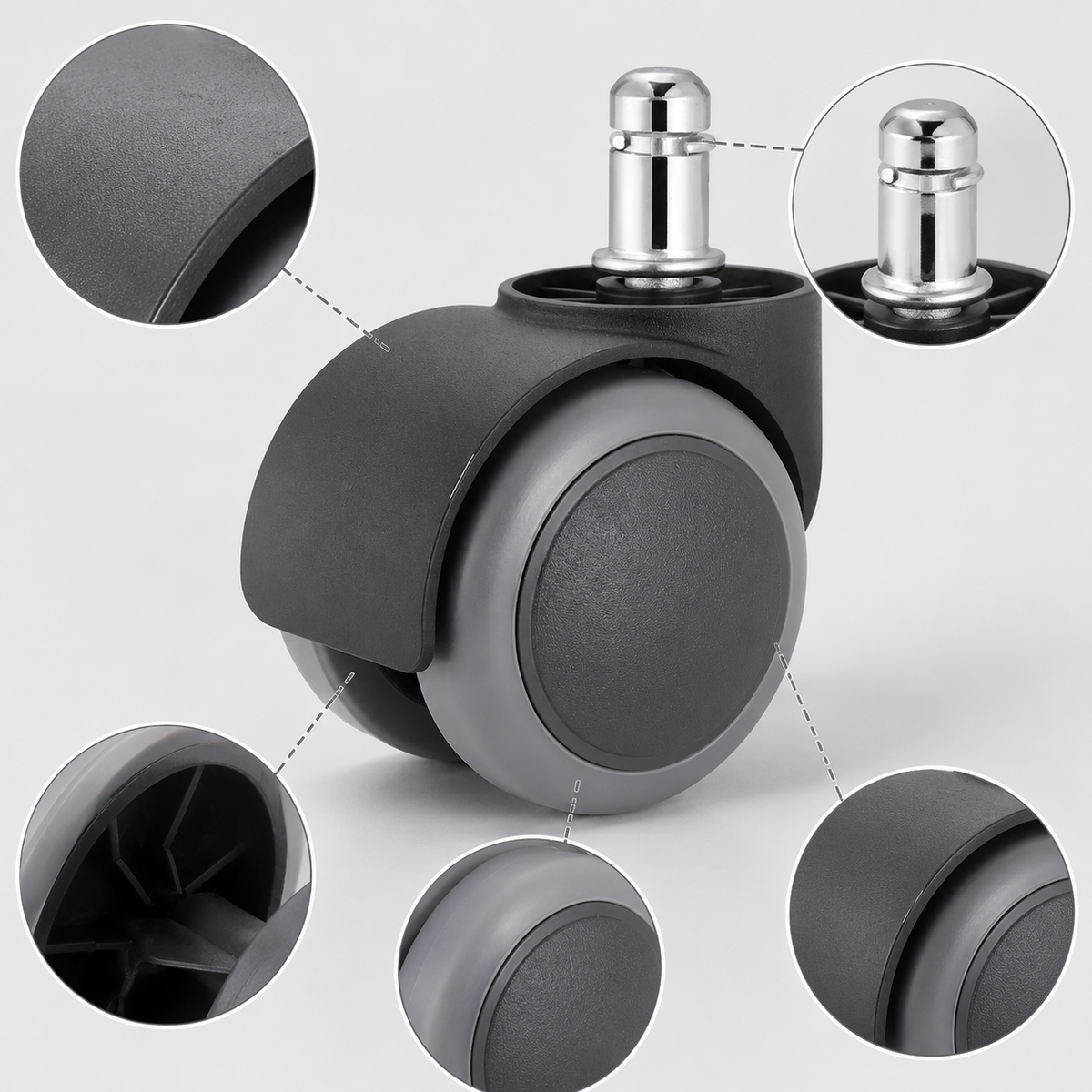 Caster Wheels for Office Chairs, Gaming Chairs, and Stools - Heavy Duty Replacement Swivel Casters