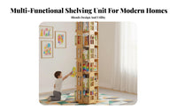 360-Degree Rotation Rotating Book Tower Modern Minimalist aesthetic Revolving Multi-Tier Shelf Floor-Standing bookcase Space-Saving for Children, Students, Families, Small Spaces, Bedroom, Home Office, Corner