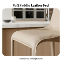 Nordic Design Saddle Seat High Stool with Backrest Light Luxury Saddle Seat Stool Modern Minimalist Counter Chair utilitarian Design for Bar Owners, Interior Designers, homeowners, Kitchen Island, Pub, Restaurant, morning dining corner