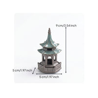 Tiered Roof Hexagonal Pavilion Ornament Miniature Hexagonal Pavilion Figurine Open-Sided Bonsai Pagoda Decor Glazed-Looking