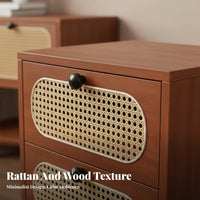 Versatile Use Woven-Front Drawer Unit Sturdy Construction Multi-Drawer Storage Chest Vintage Design Nightstand Space-Saving Design for Apartment Dwellers, Homeowners, Bedroom, Living Room, Hallway, Small Areas