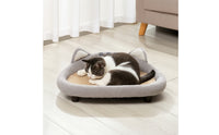 Padded Cat Sofa Bed with Sisal Pad Woven Cat Scratcher Bed Oval Pet Furniture Comfy for Kittens