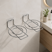Basin Storage Rack, Modern Under Sink Organiser, Polished Silver Wall-Mounted Storage Shelf, No-Drill Bathroom Utility Room Storage