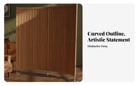 Nordic aesthetic Wavy Wooden Screen Minimalist Design Room separater Freestanding Privacy Separator Sculptural Form for Interior Designers, Office Workers, Business Owners, Bedroom, Studio Apartment, Restaurant, visual Background