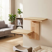 Cat Shelves Wall-Mounted Solid Wood Climbing Frame with Sisal Mat, 2-Step Perch and Playground for Indoor Kittens Sleeping or Playing 134 characters
