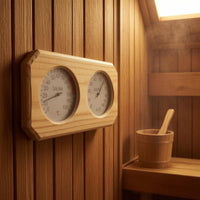 Analog Sauna Temperature Humidity Meter Beveled Corners Sauna Thermometer Hygrometer Natural Wood No Batteries Required
