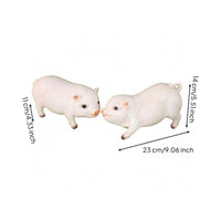 Resin Pig Figurine Realistic Pig Ornament Rounded Body Animal Sculpture Curled Tail for Garden, Courtyard, Window, Park