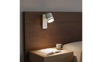 Built-in Switch Wall Lamp with Reading Light Modern Design Bedside Reading Light Adjustable Head Rotatable Wall Sconce Space Saving for Hotel, Study