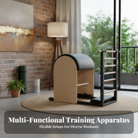 Strengthens Core Muscles Pilates Stability Chair Premium Wood & Steel Construction Wooden Pilates Equipment Set Balance Training Luxury Reformer Table Professional Grade for Fitness Enthusiasts, Home Users, Adults, Commercial Gym