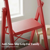 Foldable Folding Step Ladder Space-Saving A-Shaped Ladder Multi-Functional Household Step Stool Wide Steps for Homeowners, Adults, Seniors, Indoor, Kitchen, Living Room, Closet