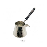 Hammered Turkish Coffee Pot Traditional Cezve Curved Spout Ibrik Silver-Colored