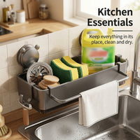 Dish Cloth Holder and Wall Mount Rack for Kitchen or Bathroom Rectangular Drain Basket with No-Drill Suction Cup