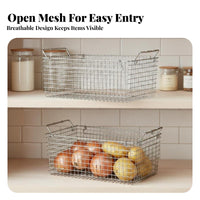Stackable Wire Basket Set Mesh Bottom Stackable Grid Container Rust-Resistant