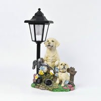 Dog Statue with Solar Lantern Decorative Lawn Ornament Rustic for Pathway, Porch