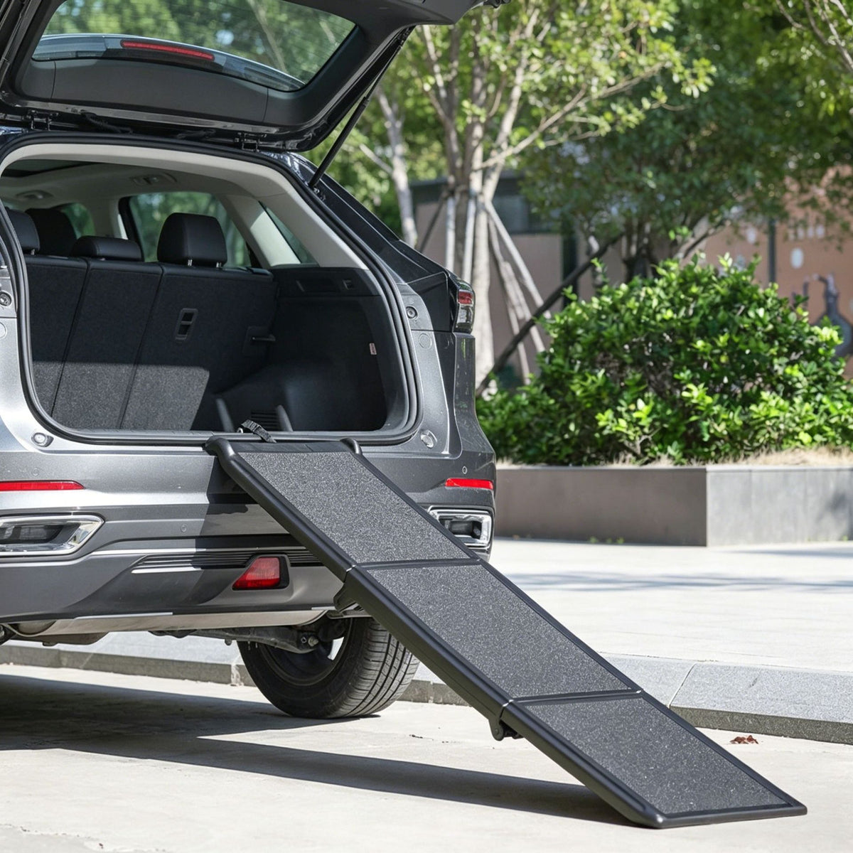 Foldable Pet Ramp for Large Dogs, Tri-Fold Car Ramp with Anti-Slip Surface