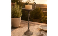 Pedestal Bird Feeder Flared Base Decorative Metal Avian Sculpture Feeder Tall Post for Patio