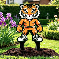 Outdoor Animal Silhouette Stake Whimsical Metal Garden Ornament Decorative Yard Art Colorful for Gardeners, Courtyard