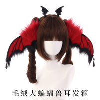 暗黑系恶魔蝙蝠发箍万圣节漫展恶魔角头饰cos可弯折兽耳表演道具