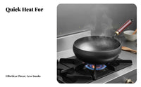 Hand Hammered Wok Uncoated Traditional Chinese Wok Stir-Fry Pan Heat-Resistant Handle Cookware Professional Grade for Chefs