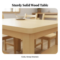 Solid Wood Dining Set Sturdy Construction Minimalist Wooden Dining Furniture Hard-Wearing Rectangular Kitchen Table and Chairs for Homeowners, Home