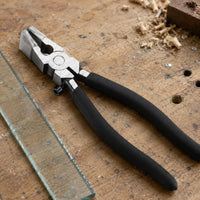 Flat Jaw 8-Inch Holding Pliers Narrow Head Metal Pliers Adjustment Screw Gripping Tools Black Coated Handles
