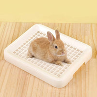 Dry Feet Guinea Pig Litter Tray, Litter Pan with Grate for Bunny and Chinchilla, Washable Flat Toilet Pan, 25 x 19.5 x 3 cm Size
