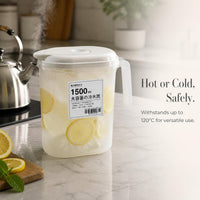 Refrigerator Cold Water Pitcher with Spout, Large Capacity Heat-Resistant Fruit Tea Beverage Dispenser for Iced Drinks