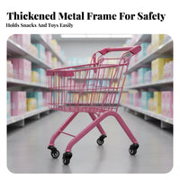 Thickened Frame Kids Metal Shopping Cart Baked Paint Finish Kids Shopping Cart Long-Lasting Toddler Grocery Trolley Heavy Duty for Toddlers, Children, Preschoolers, Playroom, Retail Shop, Home