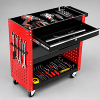 Sturdy Duty Tool Cart, 70x36x67cm Mobile Tool Storage with Locking System, 3 Drawer Tool Chest for Automotive Repair, Matte Black Steel