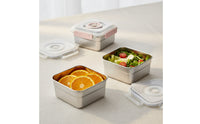 3 Pieces Stainless Steel Food Container Freezer Leakproof Food Box Large Capacity Metal Lunch Box for Refrigerator