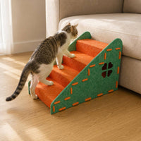 Felt-Covered Pet Stair Ramp Sloped-Shaped Stair and Ramp Combo Sloped Side Pet Stairs Stitched Trim for Bed, Sofa