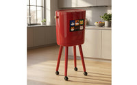 Rectangular Trash Bin with Wheels and Lid Mobile Elevated Trash Bin Double-Layer Wheeled Garbage Can Portable for Kitchen, Dining Room, Small Areas