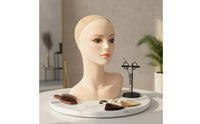 Mannequin Bust with Shoulders Realistic Mannequin Head with Shoulder Skinhead Form Bust with Shoulders for Cosmetologists, Jewelers, Retail Stores