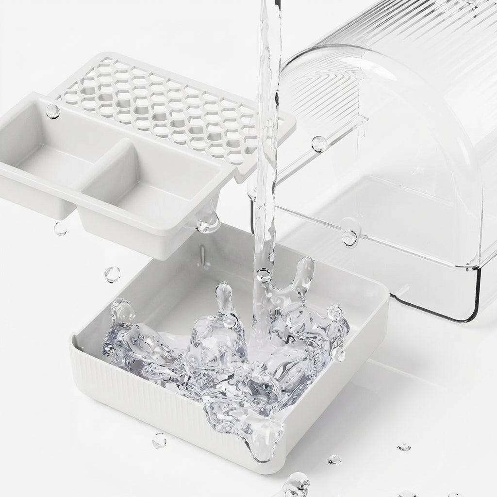 Cockatiel Cage Mounted Bath Feeder, External Bird Bath Feeder Combo, Budgie External Shower Feeder, Transparent Bird Bath Feeding Station