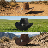 Cowboy Hat with Chin Cord Wide Brim Western Hat with Cranium Ornament Adjustable for Men, Women, Festivals, Outdoor Travel, Riding