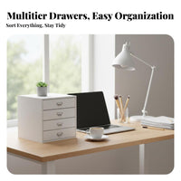 Mortise and Tenon Joinery Small Wooden Drawer Cabinet A4 Compatible Multi-Drawer Wooden Chest Dust-Proof Drawers Desktop Organizer Natural Wood Grain for Students, Office Workers, Collectors, Desk, Study Room, Countertop, Bedroom
