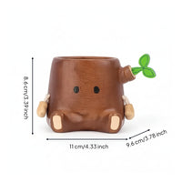 stumps Pen Holder Wood-Grain Pen Holder with Leaf Detail Cute Pencil Cup for Students, Office Workers, Study Table