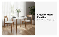 Nordic Design Round 4-Person Table Minimalist Design Cafe Furniture Space Saving Stable Base for Apartment Dwellers, Homeowners, Families, Dining Room, Coffee Bar, Office, Kitchen
