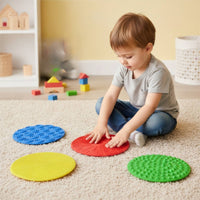 4 Pieces Textured Sensory Massage Pad Silicone Sensory Disc Stimulating Mat Soft for Toddlers