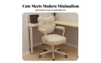 Upholstered Rolling Chair Ergonomic Design Bear-Shaped Dressing Chair Adjustable Height Computer Seat for Students, Adults, Bedroom, Study Room